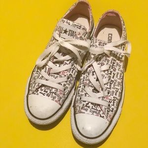 White Graphic Converse All Star low tops